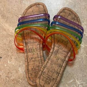 Rainbow vegan sandals great condition Size 9